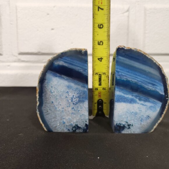 Vintage Blue Agate Stone Bookends by Brazil Gems - Picture 7 of 9